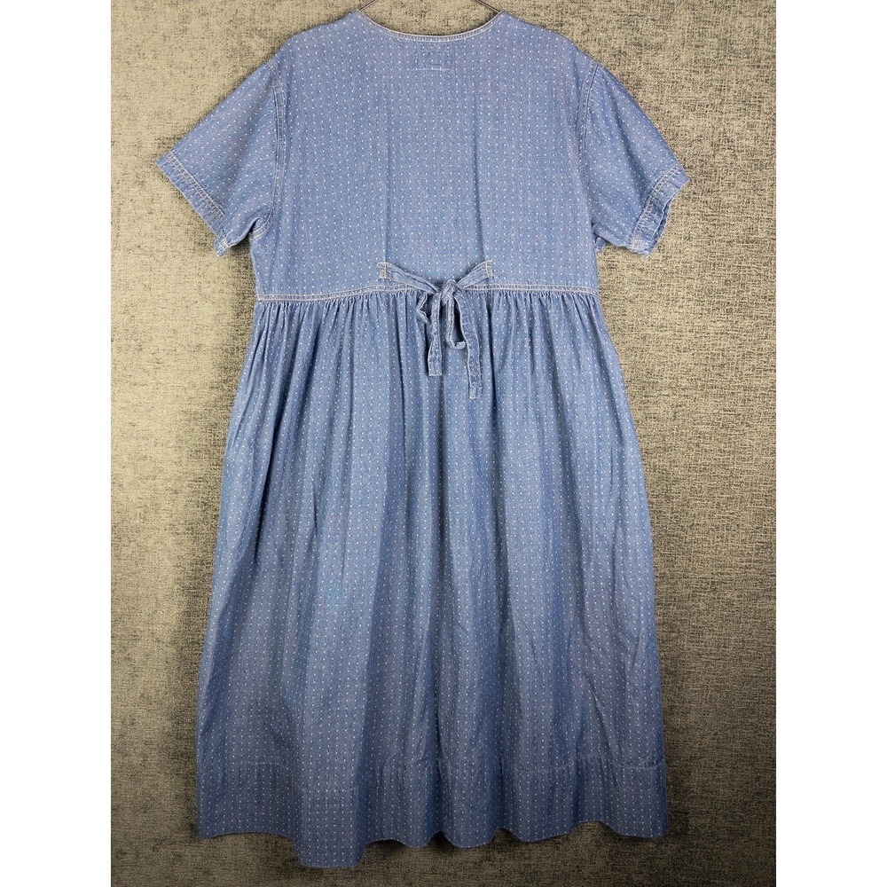 VTG Erika Taylor Midi Dress Womens M Shirt Denim Cottage Prairie Ruffle Cotton - Picture 4 of 6
